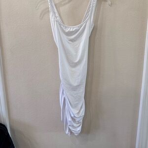 SHEIN White Ruched Tank Open Back Midi Dress Size XS